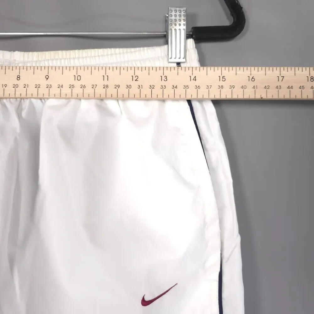 NIKE Men’s MEDIUM Track Pants VINTAGE 90s White Spellout Swoosh Zip Ankle